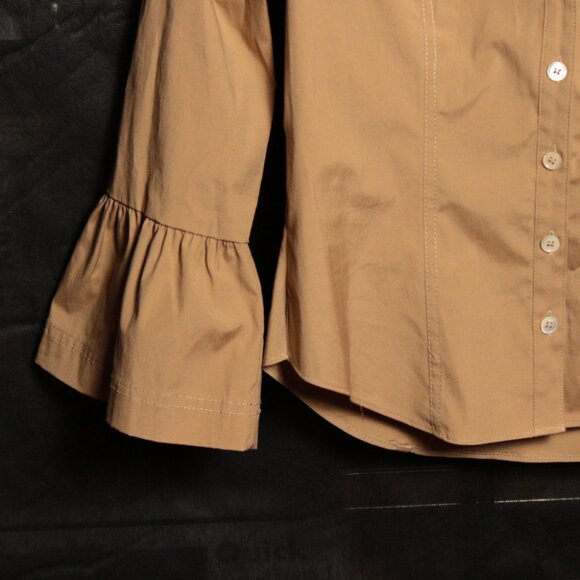 Veronica Beard Tan Button Up Bell Sleeves 00 - Picture 5 of 10